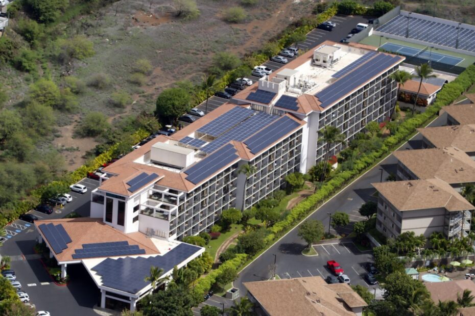 lots of solar panels on top of a rising sun commercial solar project