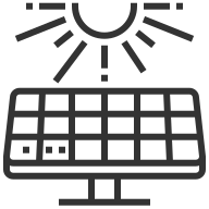 solar panel and sun icons black and white